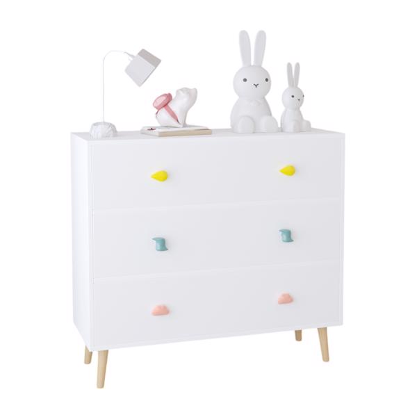 Kids 3 Drawer Dresser, Baby Nightstand for Bedroom, Storage Cabinet for Toddler Child for Living Room, Toddler Room, Nursery, Closet, Apartment (White)-11