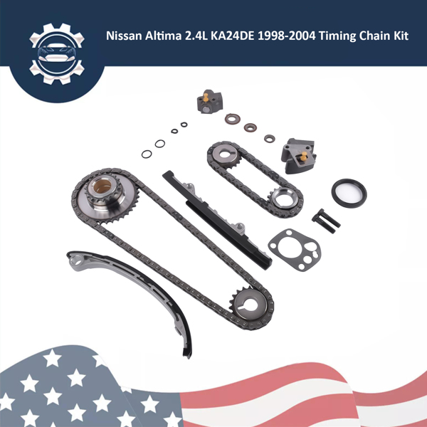 Engine Timing Chain Kit for Nissan Altima Frontier Xterra Sedan 2.4L L4 1998-2004 KA24DE Gas 16 Valve 13024-9E000-6