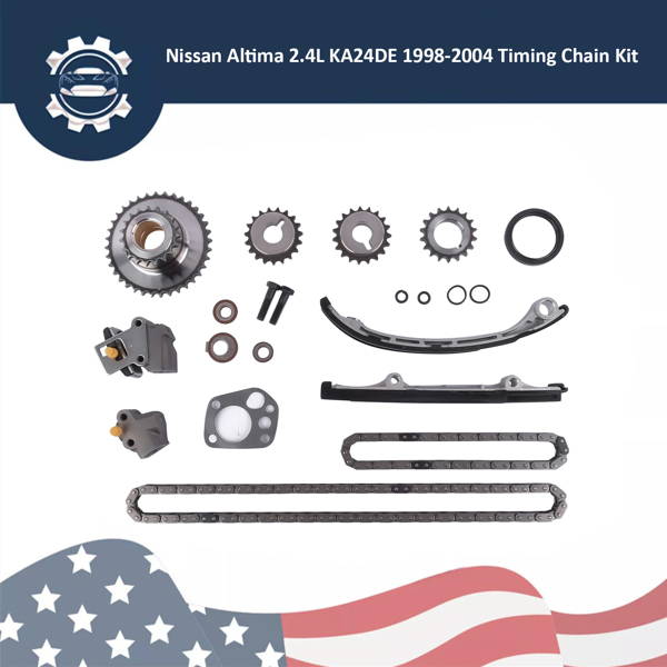 Engine Timing Chain Kit for Nissan Altima Frontier Xterra Sedan 2.4L L4 1998-2004 KA24DE Gas 16 Valve 13024-9E000-2