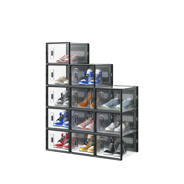 黑色 中号12PCS 35*25*19cm 鞋盒 塑料网格 自由组合-2