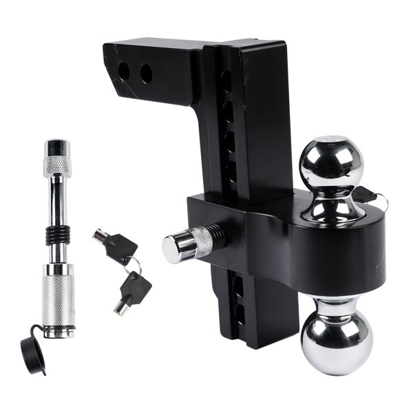  拖车挂接装置 2" Receiver 8" Drop Rise Upgraded Adjustable Trailer Hitch Dual Solid Ball 2" and 2-5/16"-1