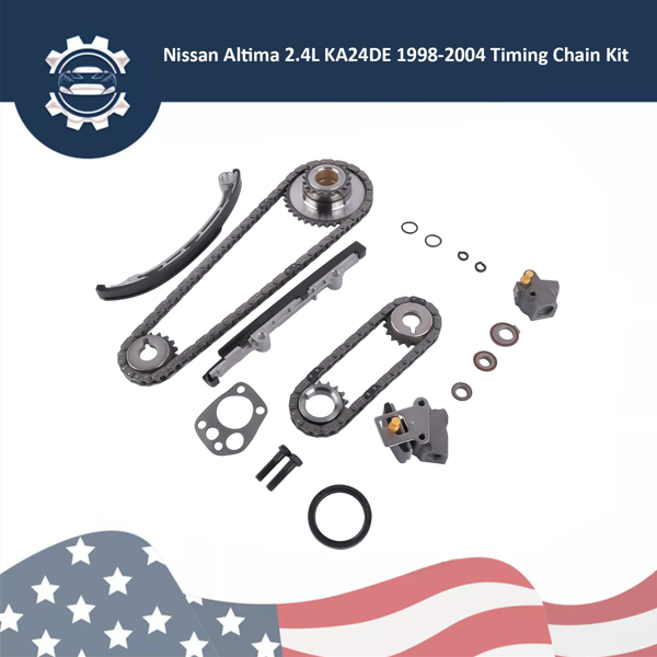 Engine Timing Chain Kit for Nissan Altima Frontier Xterra Sedan 2.4L L4 1998-2004 KA24DE Gas 16 Valve 13024-9E000-3