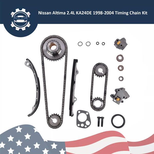 Engine Timing Chain Kit for Nissan Altima Frontier Xterra Sedan 2.4L L4 1998-2004 KA24DE Gas 16 Valve 13024-9E000-1