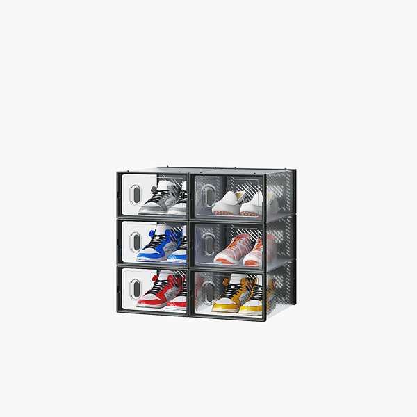 黑色 小号6PCS 33*23*14cm 鞋盒 塑料网格 自由组合-2