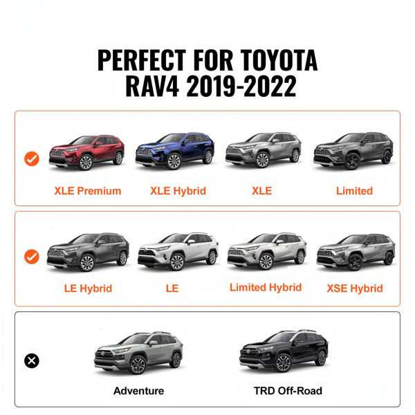 车顶行李架横杆，与丰田RAV4 2019-2022兼容，负载能力为260磅，带锁的铝制防锈横杆（不适合冒险/TRD越野）（周末不发货，禁售亚马逊）-2