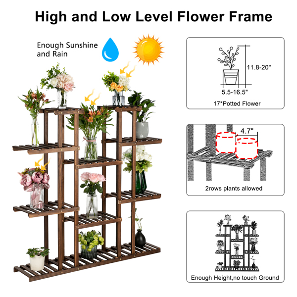 【同款编码：24295461】6层11座 松木 碳化色 竹木花架-2