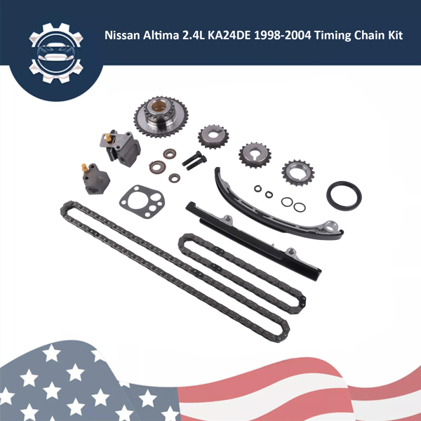 Engine Timing Chain Kit for Nissan Altima Frontier Xterra Sedan 2.4L L4 1998-2004 KA24DE Gas 16 Valve 13024-9E000-4