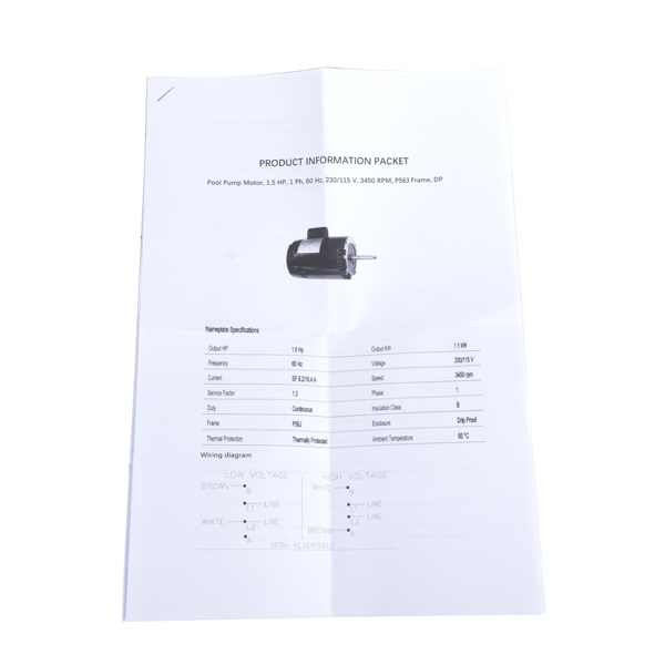 泳池水泵电机 B129 1-1/2 HP 115/230V Full Rated Pool & Spa Pump Motor 56J C-Face ODP Enclosure-10