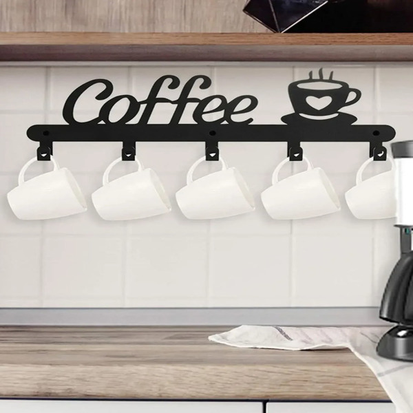 1pc Coffee Mug Holder Wall Mounted, Metal Coffee Mug Rack for Wall, Coffee Cup Rack wall hooks，coat hooks，coat hanger-Tracking numbers are not updated on weekends-1