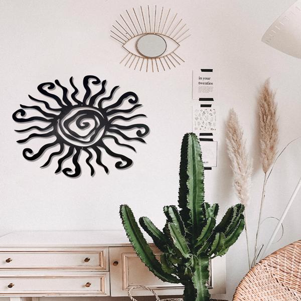 Wacky Sun Metal Home Art Outdoor Decor Rust Proof Wall Hanging Sculpture Ideal Garden Home Farmhouse Patio Bedroom Background wa-No delivery on Sunday-8