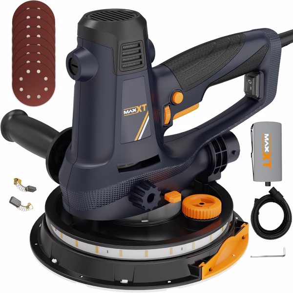 手持式干墙砂光机810W，墙壁电动砂光机，粗砂和细砂，1500-2800RPM变速，升级垫，可调吸力，自吸尘（120伏）[周末无法发货]-1
