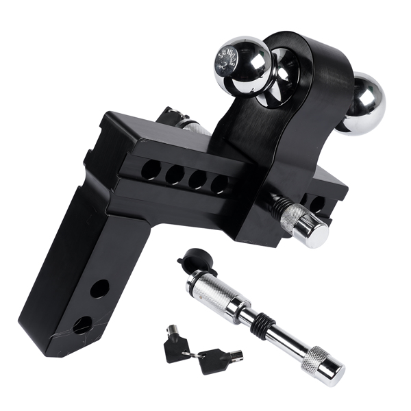  拖车挂接装置 2" Receiver 8" Drop Rise Upgraded Adjustable Trailer Hitch Dual Solid Ball 2" and 2-5/16"-2