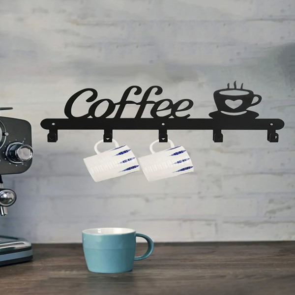 1pc Coffee Mug Holder Wall Mounted, Metal Coffee Mug Rack for Wall, Coffee Cup Rack wall hooks，coat hooks，coat hanger-Tracking numbers are not updated on weekends-2