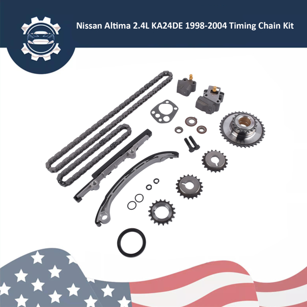 Engine Timing Chain Kit for Nissan Altima Frontier Xterra Sedan 2.4L L4 1998-2004 KA24DE Gas 16 Valve 13024-9E000-7