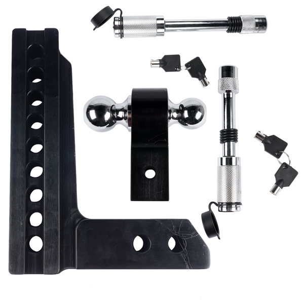  拖车挂接装置 2" Receiver 8" Drop Rise Upgraded Adjustable Trailer Hitch Dual Solid Ball 2" and 2-5/16"-6