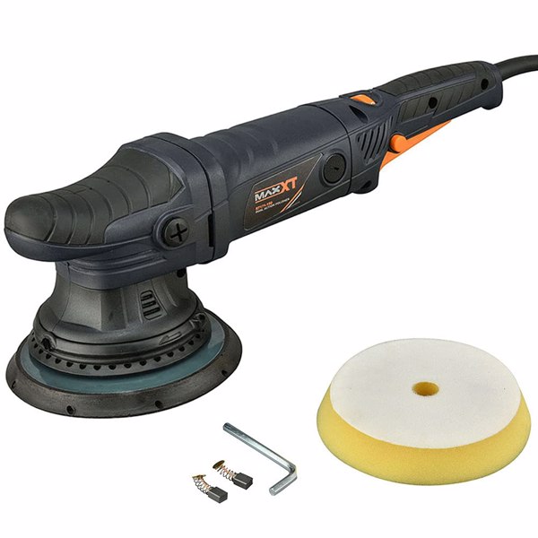 双动汽车缓冲器，21mm随机轨道抛光机，6个变速2100-5000OPM，6英寸（150mm）背板，带4个抛光垫，4M（13ft）长电缆用于汽车抛光和打蜡[周末无法发货]-2