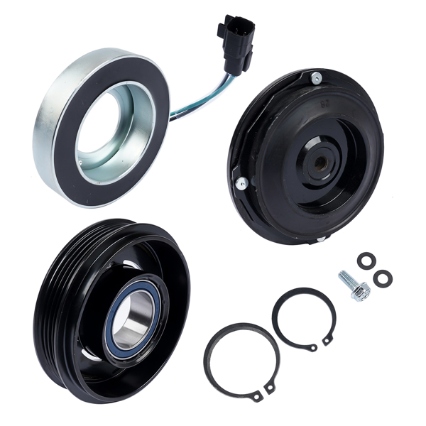 AC电磁离合器 AC Compressor Clutch w/ Pulley Hub Coil for GMC SIERRA 8CYL 1500 6CYL 5.3L 6.2L 4.3L 2014-2018 4 GROOVE 23505629 15-40545 22986662 84317500-4