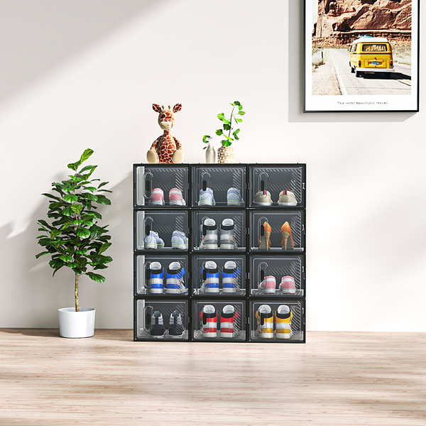 黑色 中号12PCS 35*25*19cm 鞋盒 塑料网格 自由组合-3