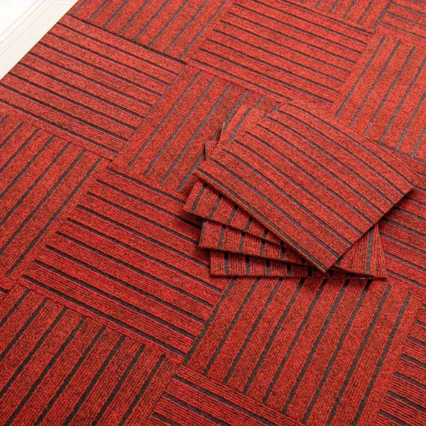 七条纹垫自粘地毯地垫 30*30 (Color:Red, 颜色:红) 一片-5