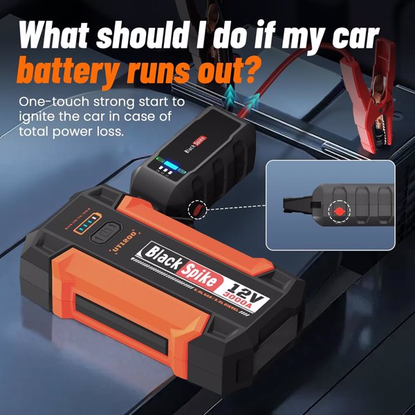 便携式启动电源，12000mAh 12V 移动电源，峰值电流3000A，安全启动摩托车、、卡车和SUV（6L汽油和3L柴油发动机），快速充电和3种模式照明，UT1200【FBA仓库发货】-5