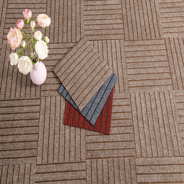 七条纹垫自粘地毯地垫 30*30 (Color:Brown, 颜色:棕色 10片-5