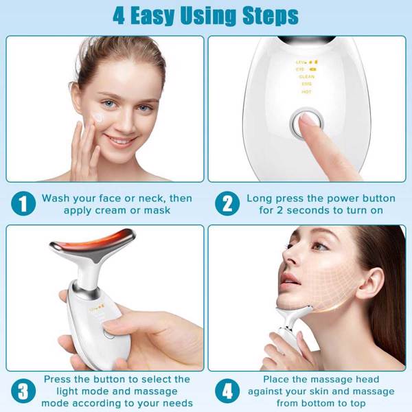 Neck Face Massager Face Sculpting Tool 3 Colour Modes and Vibration for Facial Massager for Double Chin - Black-4
