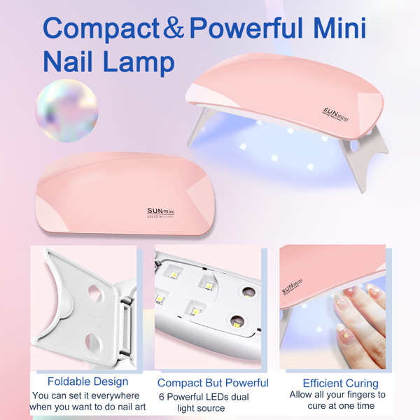6个PCS Polygel Nail套件，带紫外线灯，滑动解决方案，顶部底漆，建筑商指甲钉钉艺术工具-5