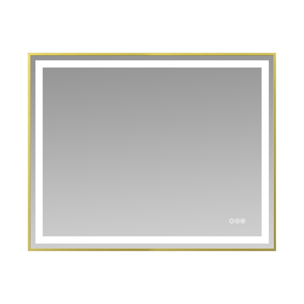 40x32“金色环保银色镜子双LED灯条前后照明[周末无法发货，美国邮政/联邦快递]-1