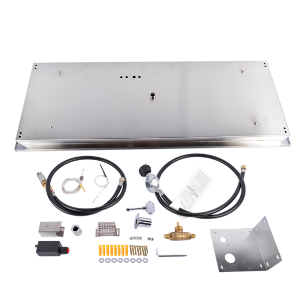 A1-36x12 英寸嵌入式矩形火盆 36x12-inch Fire Pit Pan Stainless Steel Fire Pit Burner Kit Rectangular Indoor or Outdoor-7