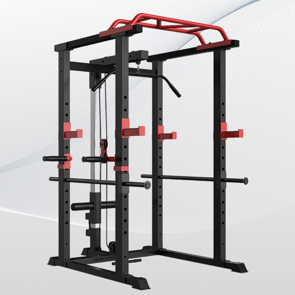 1000LBS Power Cage with LAT Pulldown & Multi-Grip Pull-Up Bar | Olympic Squat Rack with Dip Handles for Men/Women Home Gym Training-1