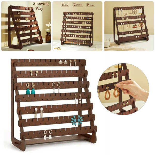 Earring Stand Wood Earring Display Stands Retro Earring Holder Jewelry Organizer-3