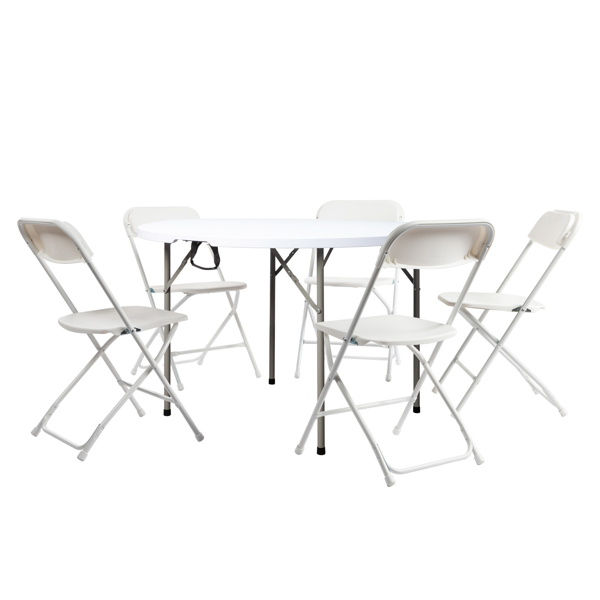 48inch Round Folding Table Outdoor Folding Utility Table White-78