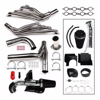 排气管 2002-2006 Chevy Silverado GMC Sierra Truck V8 Engine Exhaust Header Manifolds + Cold Air Intake Kit（禁售TEMU&亚马逊）(不支持无理由退货)