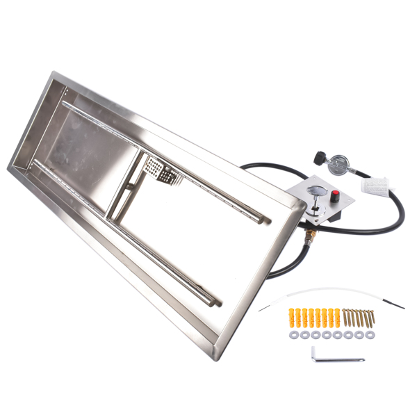 A1-36x12 英寸嵌入式矩形火盆 36x12-inch Fire Pit Pan Stainless Steel Fire Pit Burner Kit Rectangular Indoor or Outdoor-6