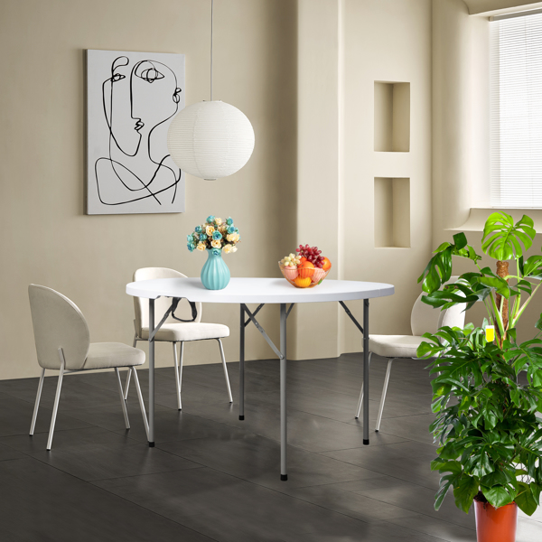 48inch Round Folding Table Outdoor Folding Utility Table White-97