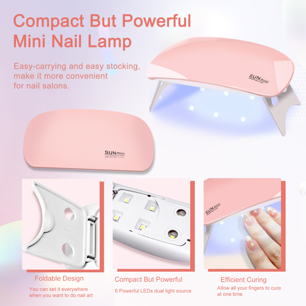 6个PCS Poly Gel Nail套件，带紫外灯，指甲刷和指甲形成顶部底盖制造商指甲钉艺术工具-4