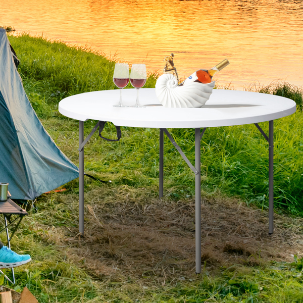 48inch Round Folding Table Outdoor Folding Utility Table White-103