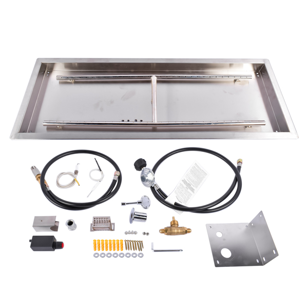 A1-36x12 英寸嵌入式矩形火盆 36x12-inch Fire Pit Pan Stainless Steel Fire Pit Burner Kit Rectangular Indoor or Outdoor-2