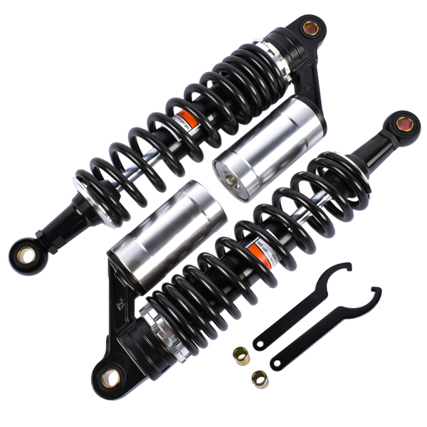 减震器 2x 13.5" 340mm Motorcycle Rear Air Shock Absorbers Suspension For Harley Sportster 883 1200 Honda Black & Silver-4