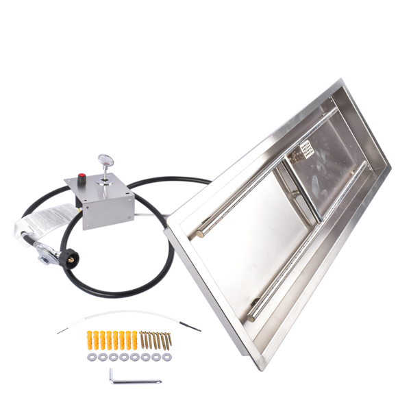 A1-36x12 英寸嵌入式矩形火盆 36x12-inch Fire Pit Pan Stainless Steel Fire Pit Burner Kit Rectangular Indoor or Outdoor-5