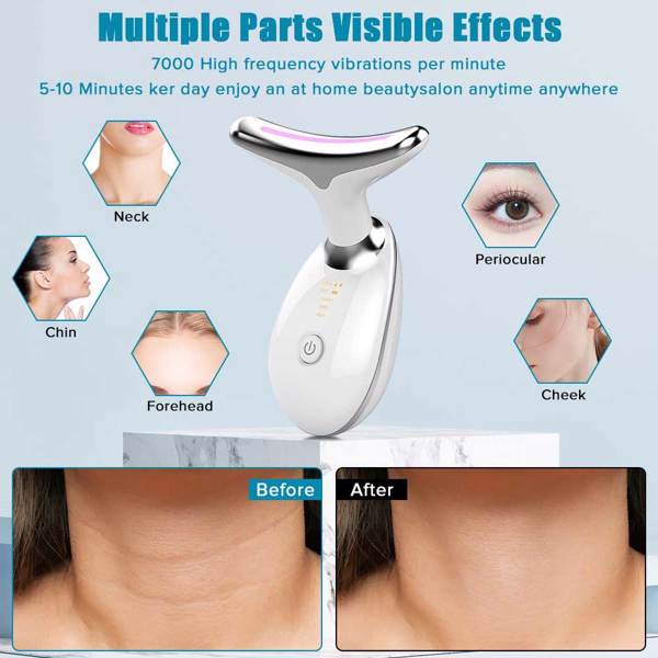 Neck Face Massager Face Sculpting Tool 3 Colour Modes and Vibration for Facial Massager for Double Chin - Black-5