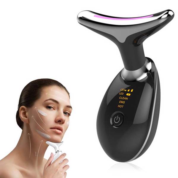 Neck Face Massager Face Sculpting Tool 3 Colour Modes and Vibration for Facial Massager for Double Chin - Black-1