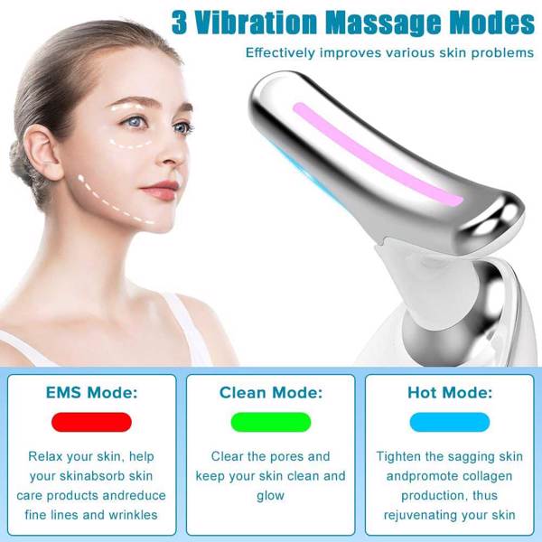 Neck Face Massager Face Sculpting Tool 3 Colour Modes and Vibration for Facial Massager for Double Chin - Black-3