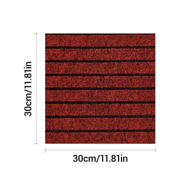 七条纹垫自粘地毯地垫 30*30 (Color:Red, 颜色:红) 一片-6