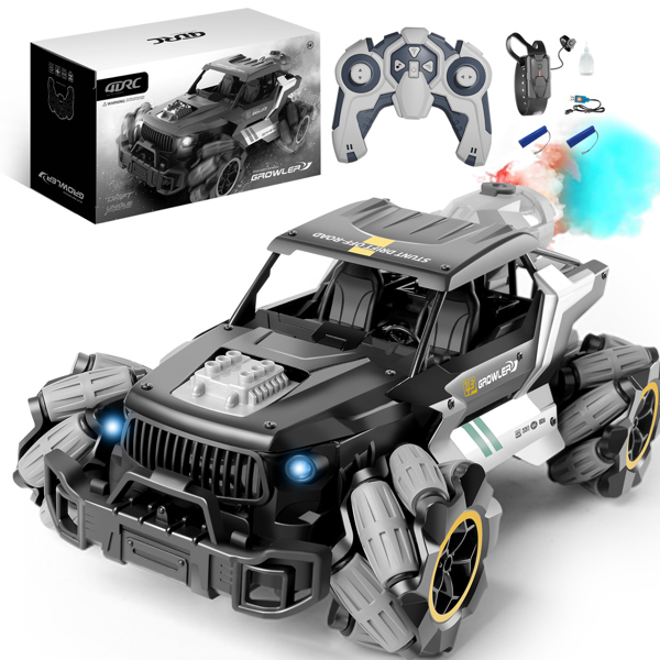 4DRC Y3 遥控卡车带喷雾和灯光，双电机越野遥控车，2.4Ghz 4WD 360° 攀岩车，手势控制，35+ 分钟游戏，适合男孩女孩和成人的玩具车.物流由UPS/USPS/FEDEX随机发出.-2