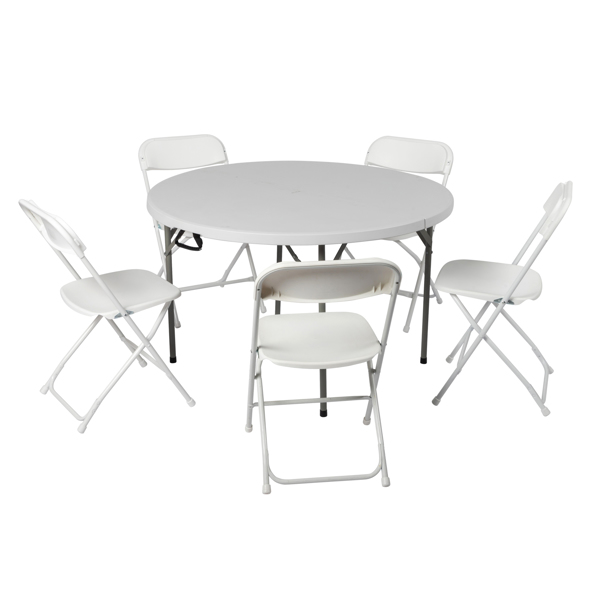 48inch Round Folding Table Outdoor Folding Utility Table White-82