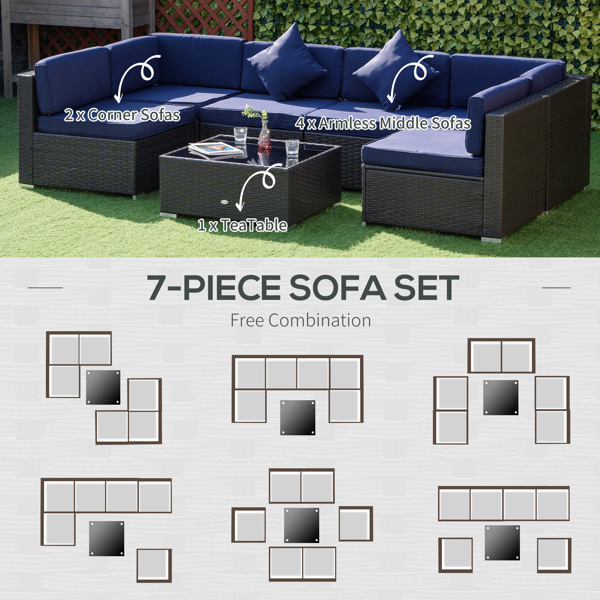 Rattan Three-Seat Sofa-4
