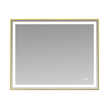 40x32“金色环保银色镜子双LED灯条前后照明[周末无法发货，美国邮政/联邦快递]