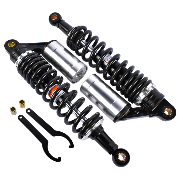 减震器 2x 13.5" 340mm Motorcycle Rear Air Shock Absorbers Suspension For Harley Sportster 883 1200 Honda Black & Silver-7