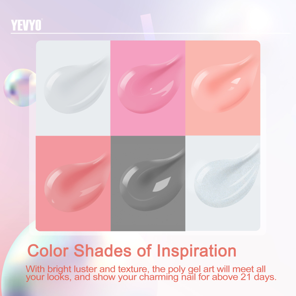 6个PCS Poly Gel Nail套件，带紫外灯，指甲刷和指甲形成顶部底盖制造商指甲钉艺术工具-2